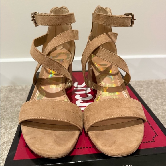 Circus by Sam Edelman Shoes - Circus by Sam Edelman Tan Suede Strappy Heeled Sandals